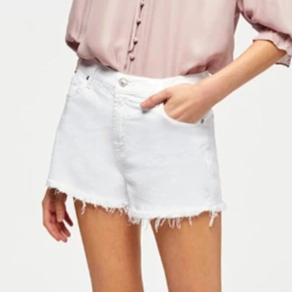 7 For All Mankind High Rise Cut Off Jean Shorts White Size 31 NWT